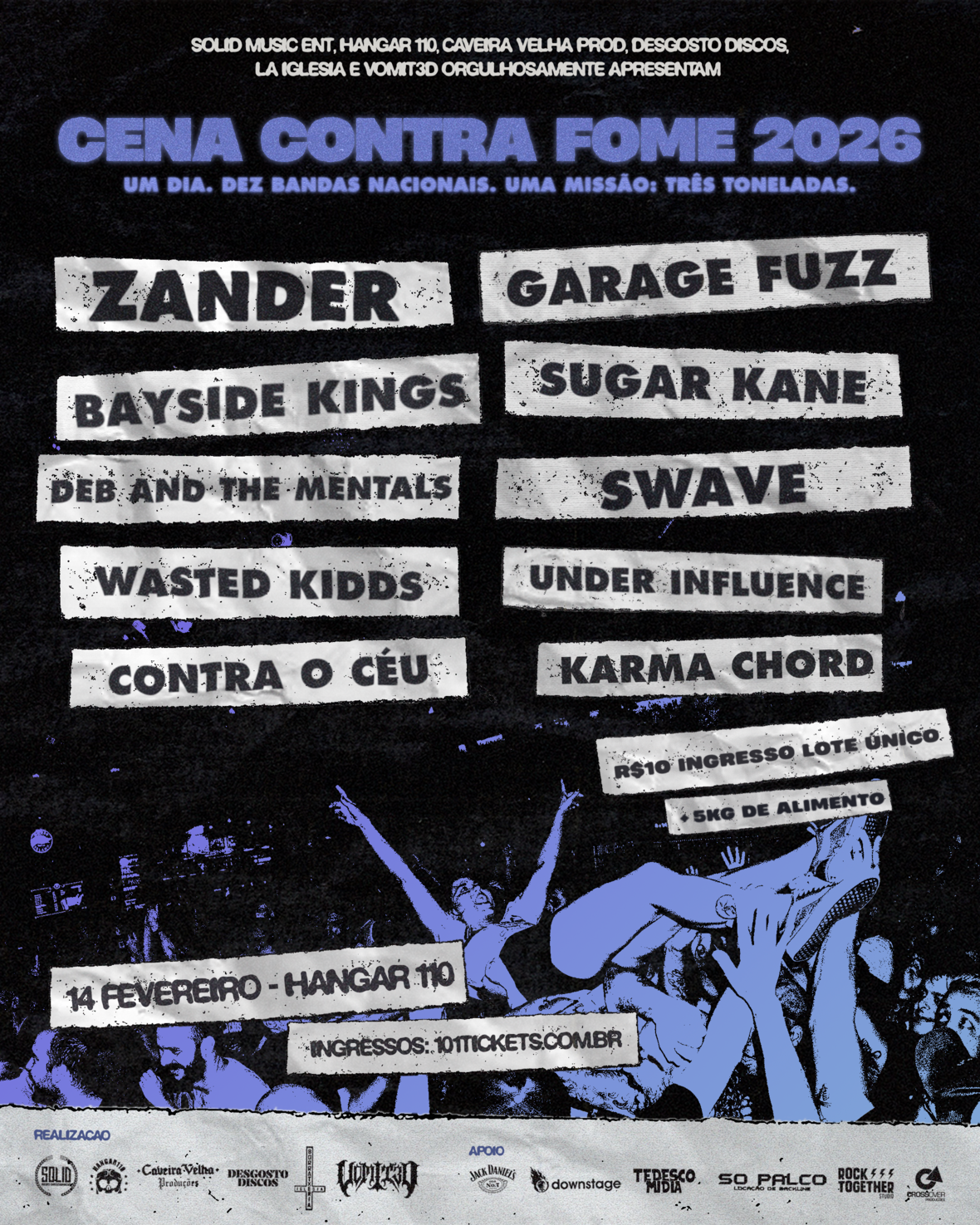 Cena Contra Fome 2026 une hardcore, punk e solidariedade no Carnaval de São Paulo